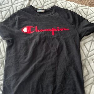 Champion black tee with red logo